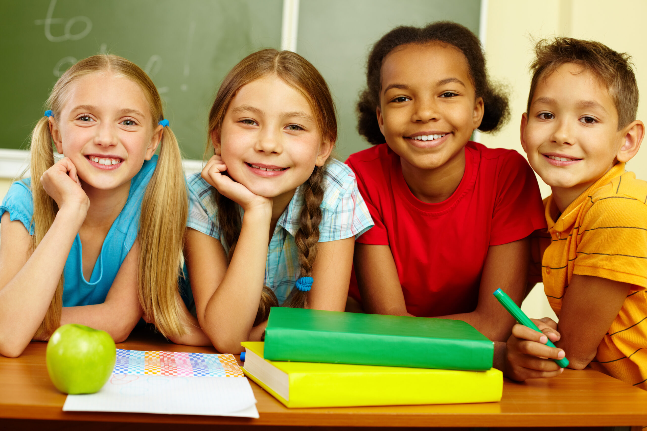 Smiling children in one of the states providing above average education.